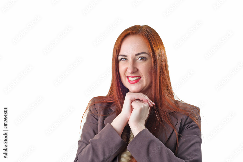 Young redhead woman portrait with disgust face expression Young redhead woman portrait with disgust face expression