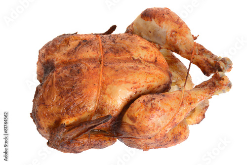 top view barbecue roast chicken