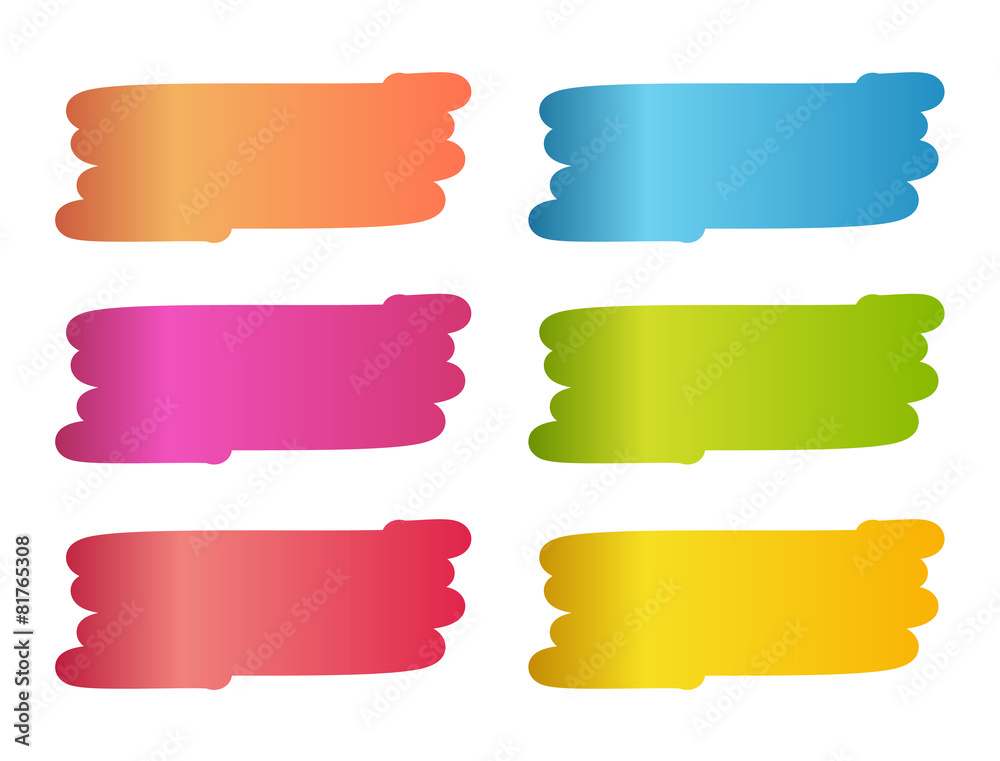 Set of colorful stains in painting brush style. Set of colorful stains in painting brush style.