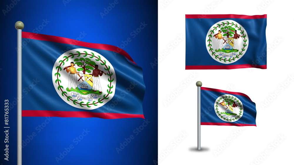 Belize flag - with Alpha channel, seamless loop!