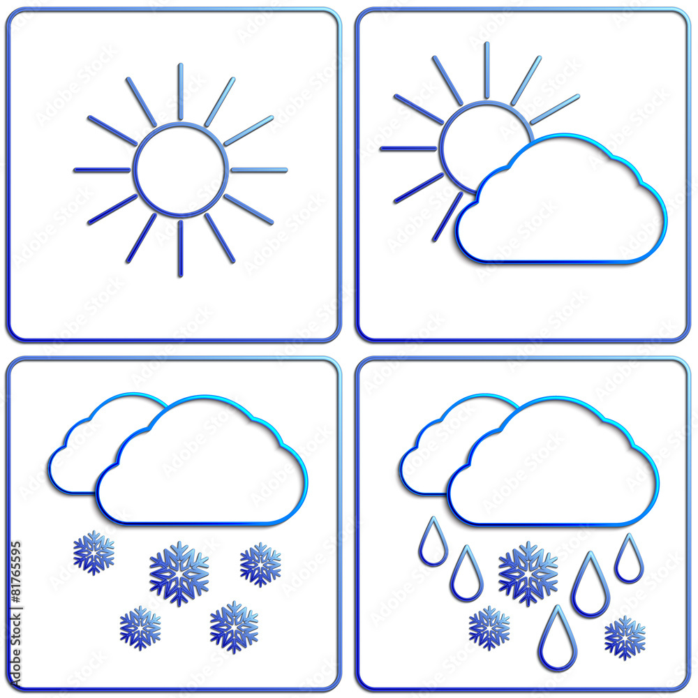 Vector abstract winter day weather flat image set Vector abstract winter day weather flat image set