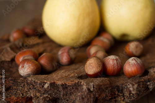 pear on a brown background. paradise for diet photo