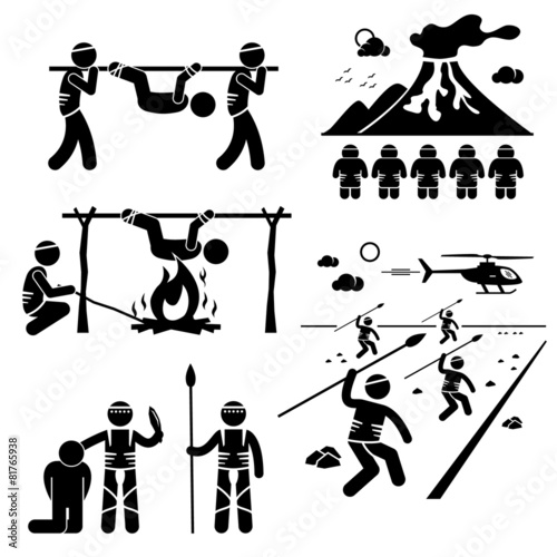 Lost Civilization Cannibal Man Eating Tribe Cliparts