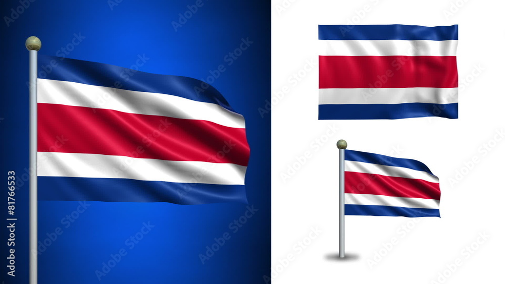 Costa rica flag - with Alpha channel, seamless loop! Costa rica flag - with Alpha channel, seamless loop!