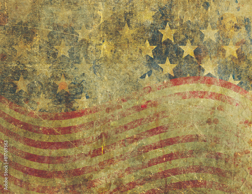 Grunge American Flag Design Severly Faded and Damaged