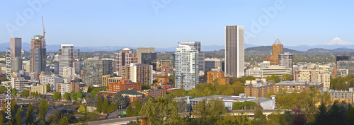 Portland city buildings panorama Oregon.
