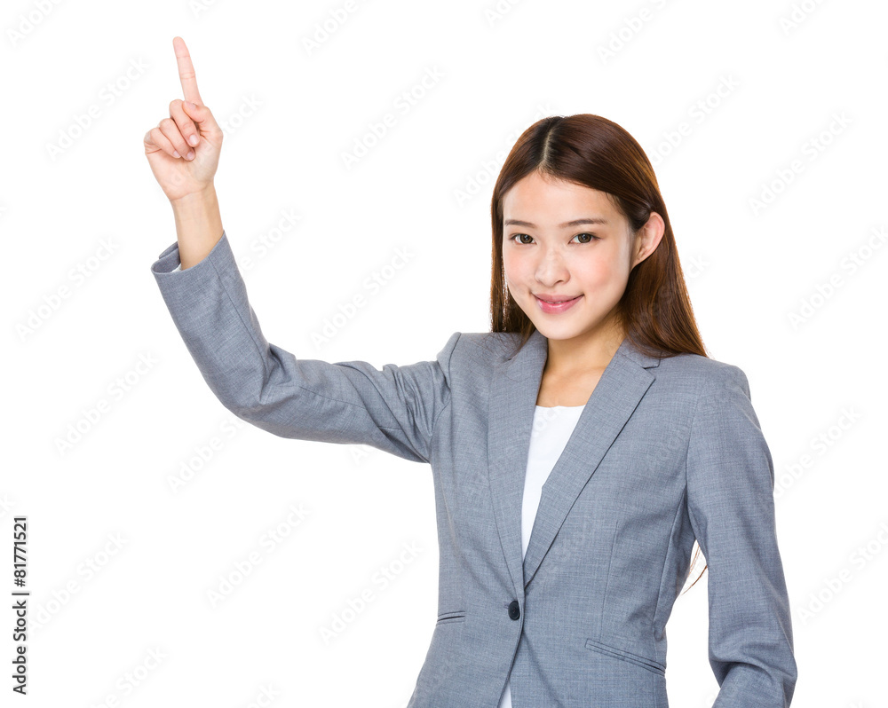 Asian corporate officer with finger point out Asian corporate officer with finger point out