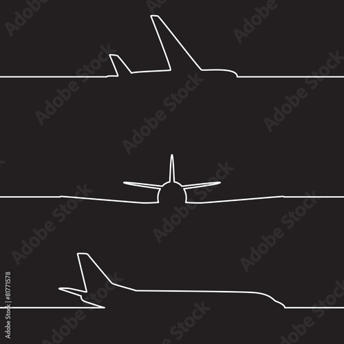 Airplane silhouette on a advertising card