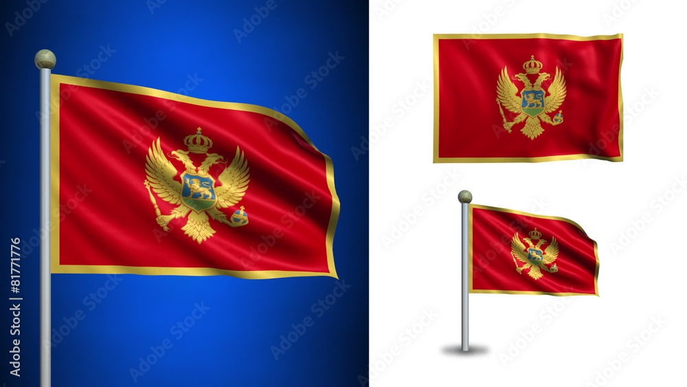 Montenegro flag - with Alpha channel, seamless loop! Montenegro flag - with Alpha channel, seamless loop!