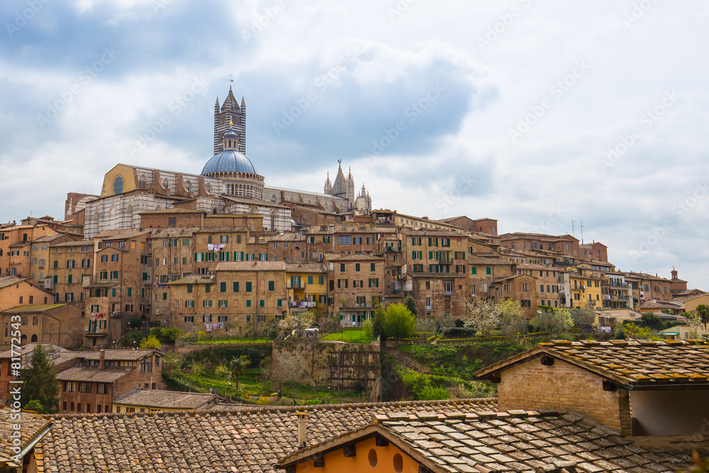 Panorama view of Siena in Tuscany, Italy.