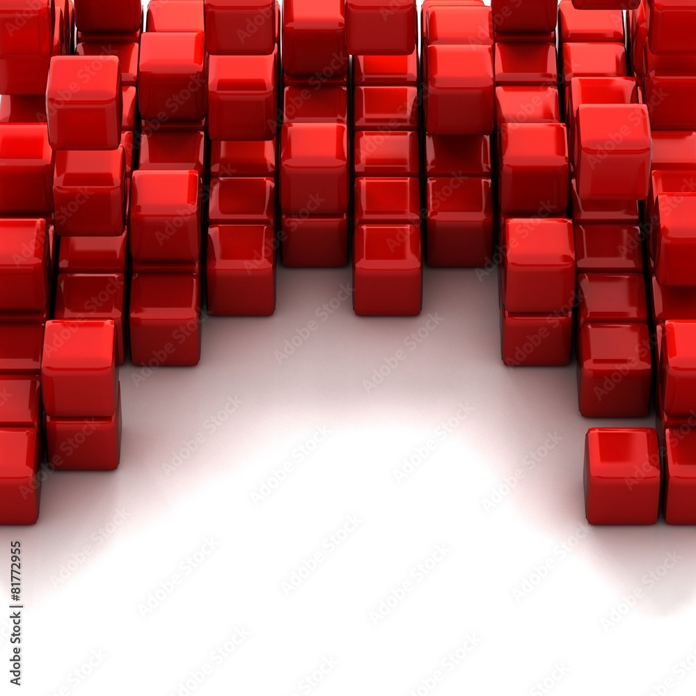 3d illustration of red cubes