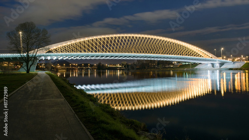 Modern prague bridge over the Vltava river