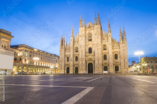 Twilight of Duomo Milan Cathedral in Italy.