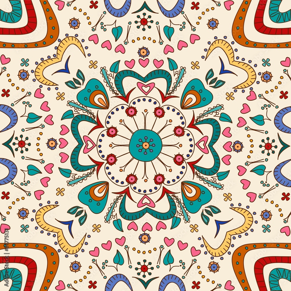 Fototapeta premium Hand drawn flower pattern