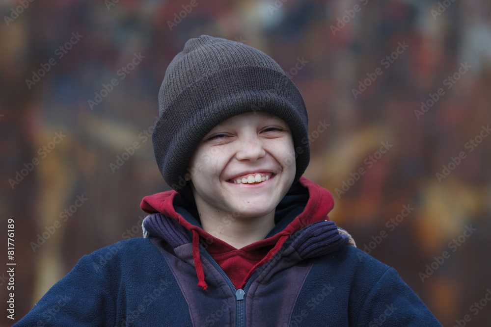portrait of a little homeless boy portrait of a little homeless boy