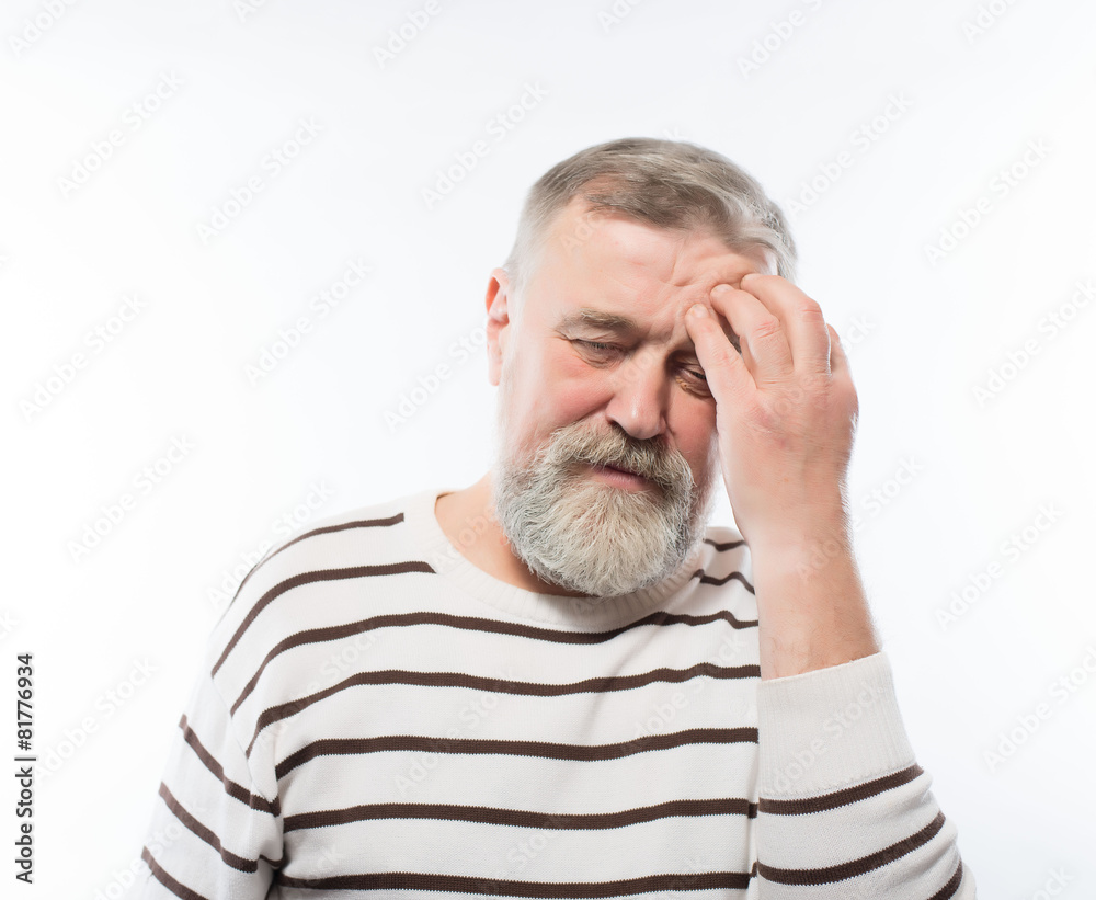 Old man with a beard retired depressed