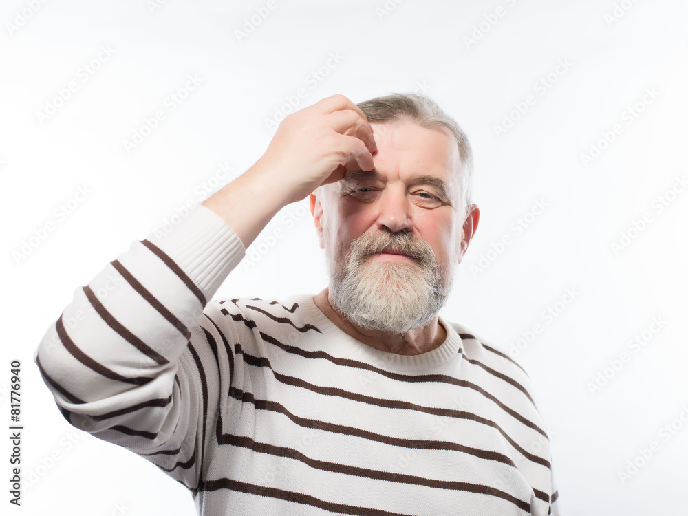 Old man with a beard retired depressed