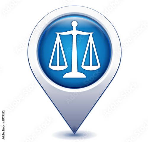 justice sur marqueur géolocalisation bleu