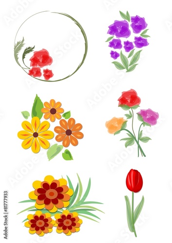 Set of vector beautiful small floral ornaments nad motifs 