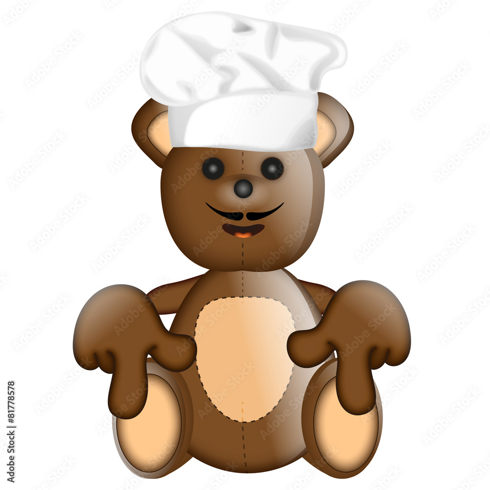 Funny Teddybear cook cooking chef hat cartoon illustration Funny Teddybear cook cooking chef hat cartoon illustration