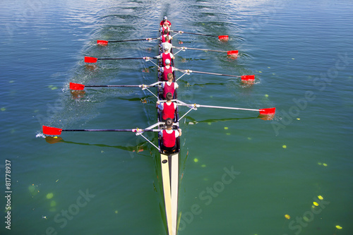 Boat coxed eight Rowers rowing