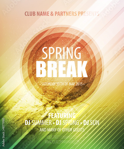 Fototapeta Naklejka Na Ścianę i Meble -  Spring Break Party. Template poster. Vector illustration