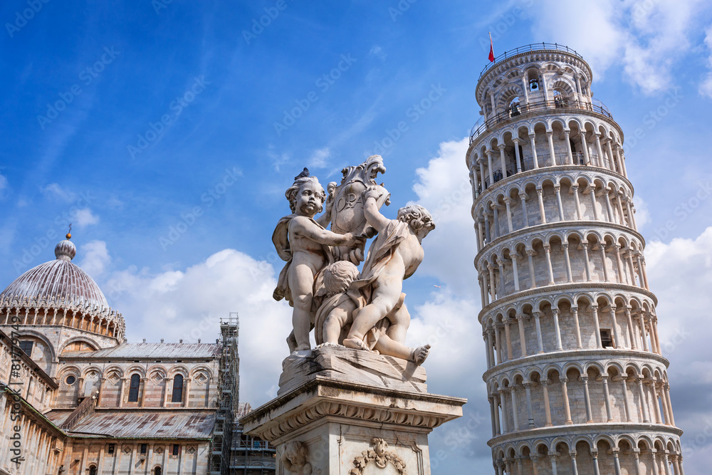 Leaning Tower of Pisa at sunny day, Italy