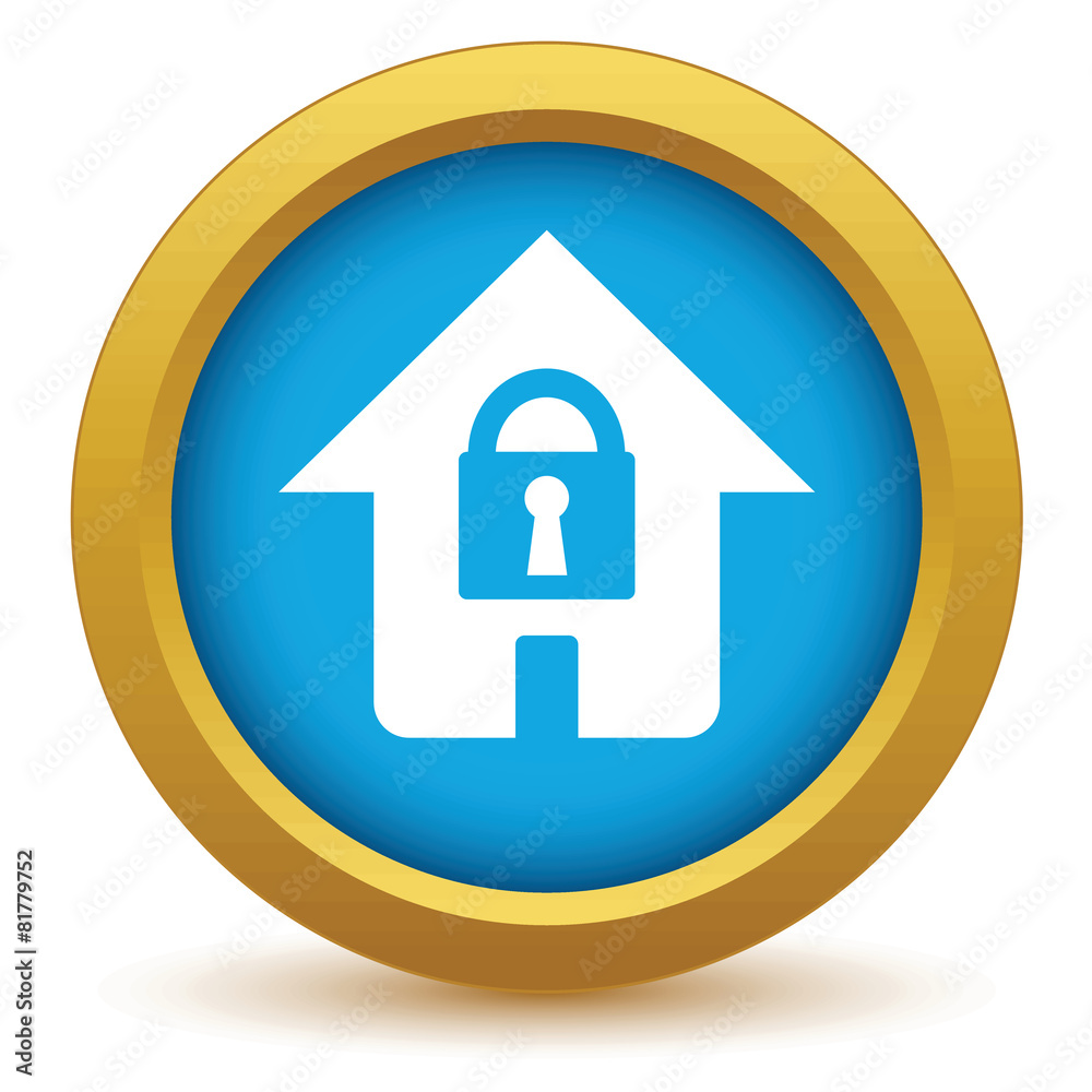 Gold lock house icon Gold lock house icon