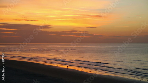 Beautiful daybreak beach view from on high
