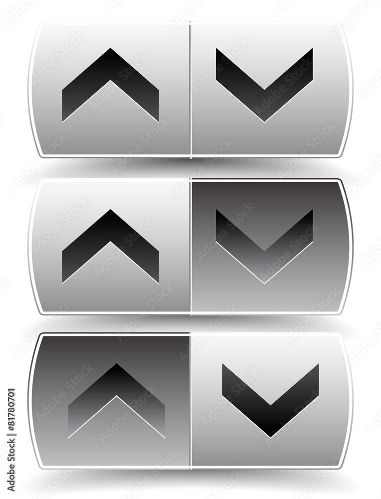 Up down arrow buttons with pressed, pushed versions. For vertica vector ...