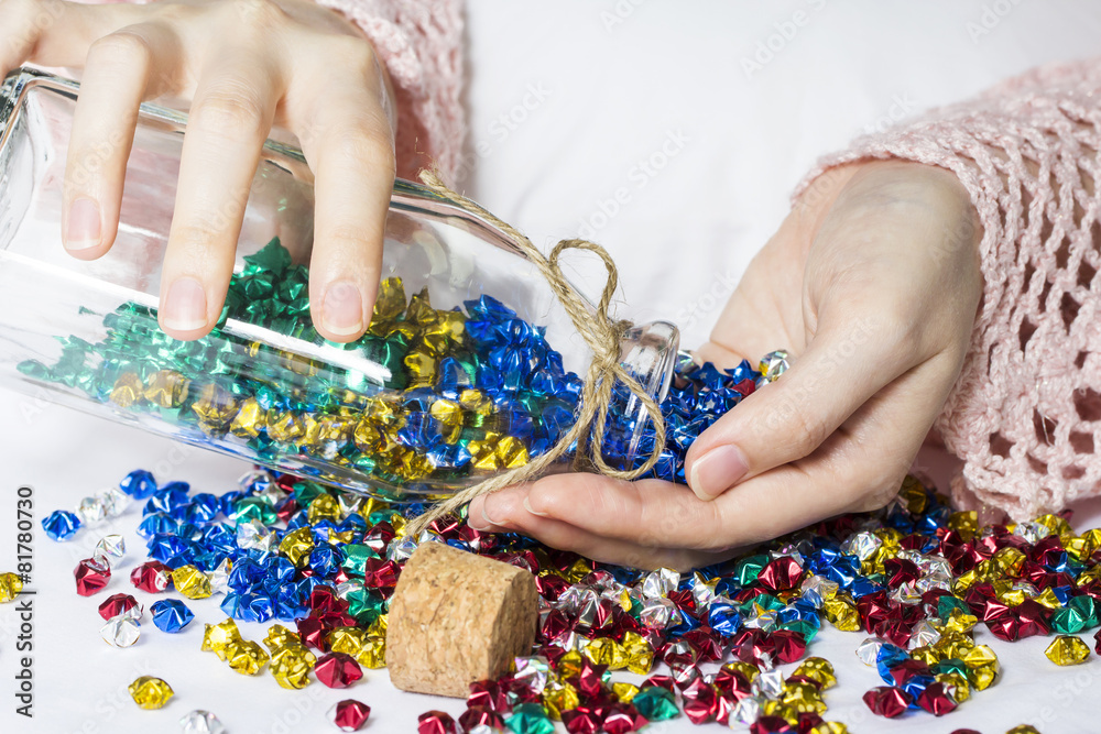 Origami stars on the bed