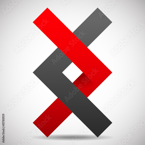 Conjoined vector shapes. Overlapping, intersecting shapes. Stran