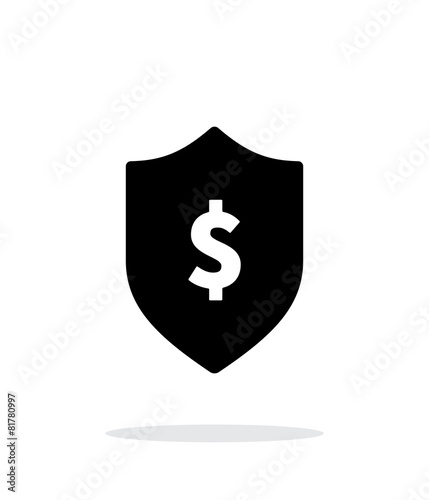 Financial security shield with dollar sign icon on white