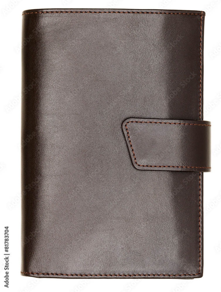 Dark brown natural leather wallet isolated on white background Dark brown natural leather wallet isolated on white background