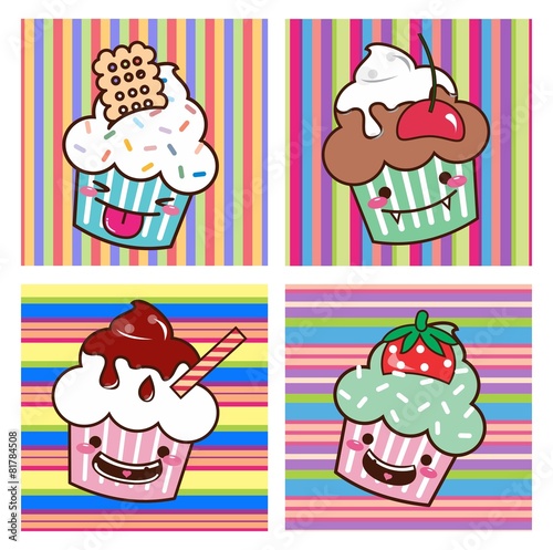 Desenho Cupcake kawaii Set 02