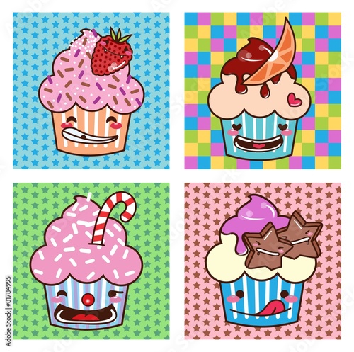 Desenho Cupcake kawaii Set 08 photo