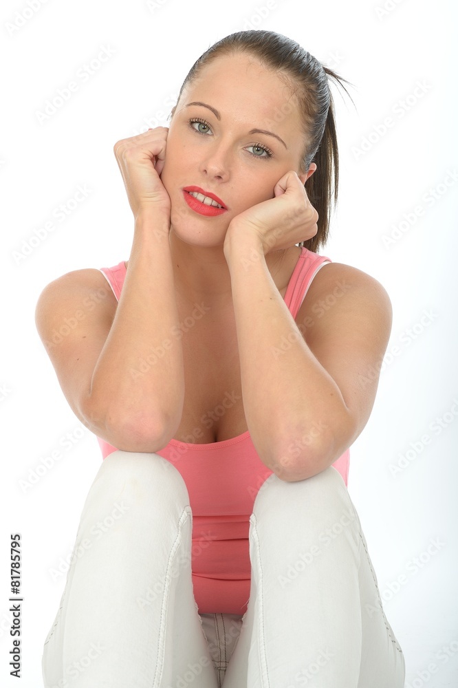 Portrait of a Happy Relaxed Young Woman Thoughtful and Content Portrait of a Happy Relaxed Young Woman Thoughtful and Content