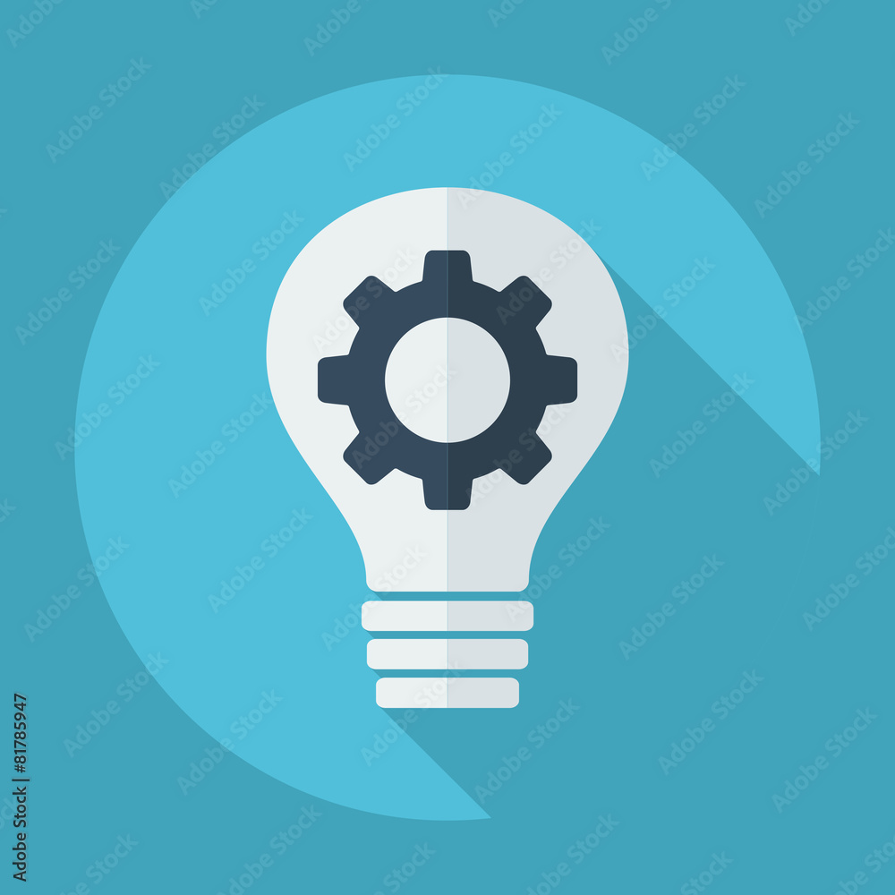 Flat modern design with shadow bulb and gear is Flat modern design with shadow bulb and gear is