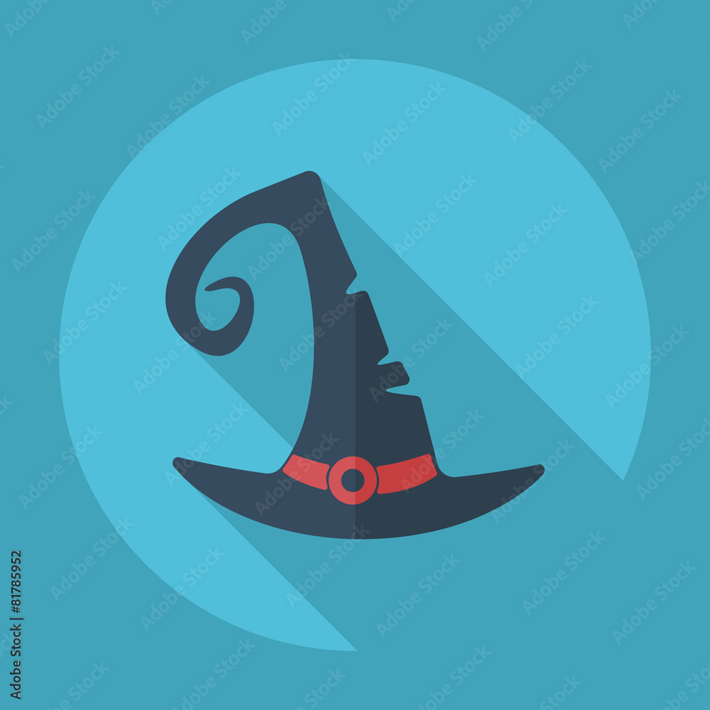 Fototapeta premium Flat modern design with shadow witch hat