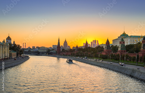 Sunset view of Kremlin in Moscow, Russia