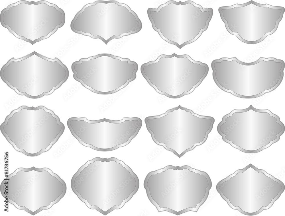 set of isolated silver and metallic plaques set of isolated silver and metallic plaques