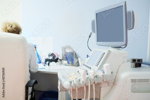 Interior room with medical ultrasound diagnostic equipment