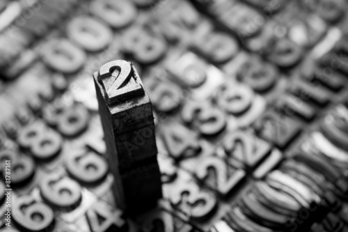 Quadro su tela vintage letterpress alphabet and number background