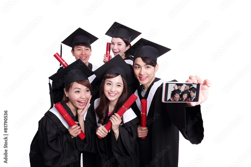 Selfie of happy graduates student Selfie of happy graduates student