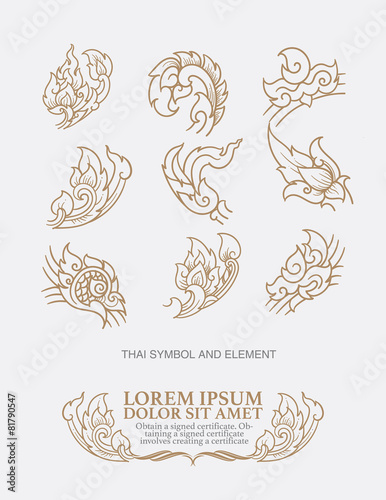 vector set: thai art  design elements and page decoration - lots