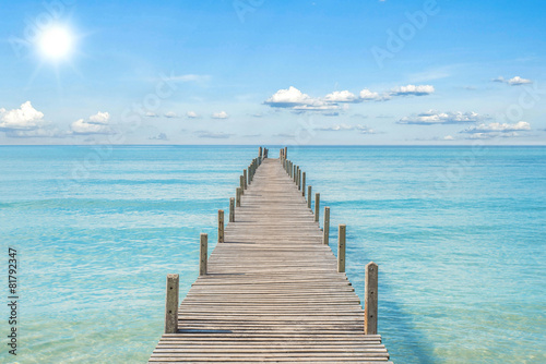 Summer  Travel  Vacation and Holiday concept - Wooden pier in Ph