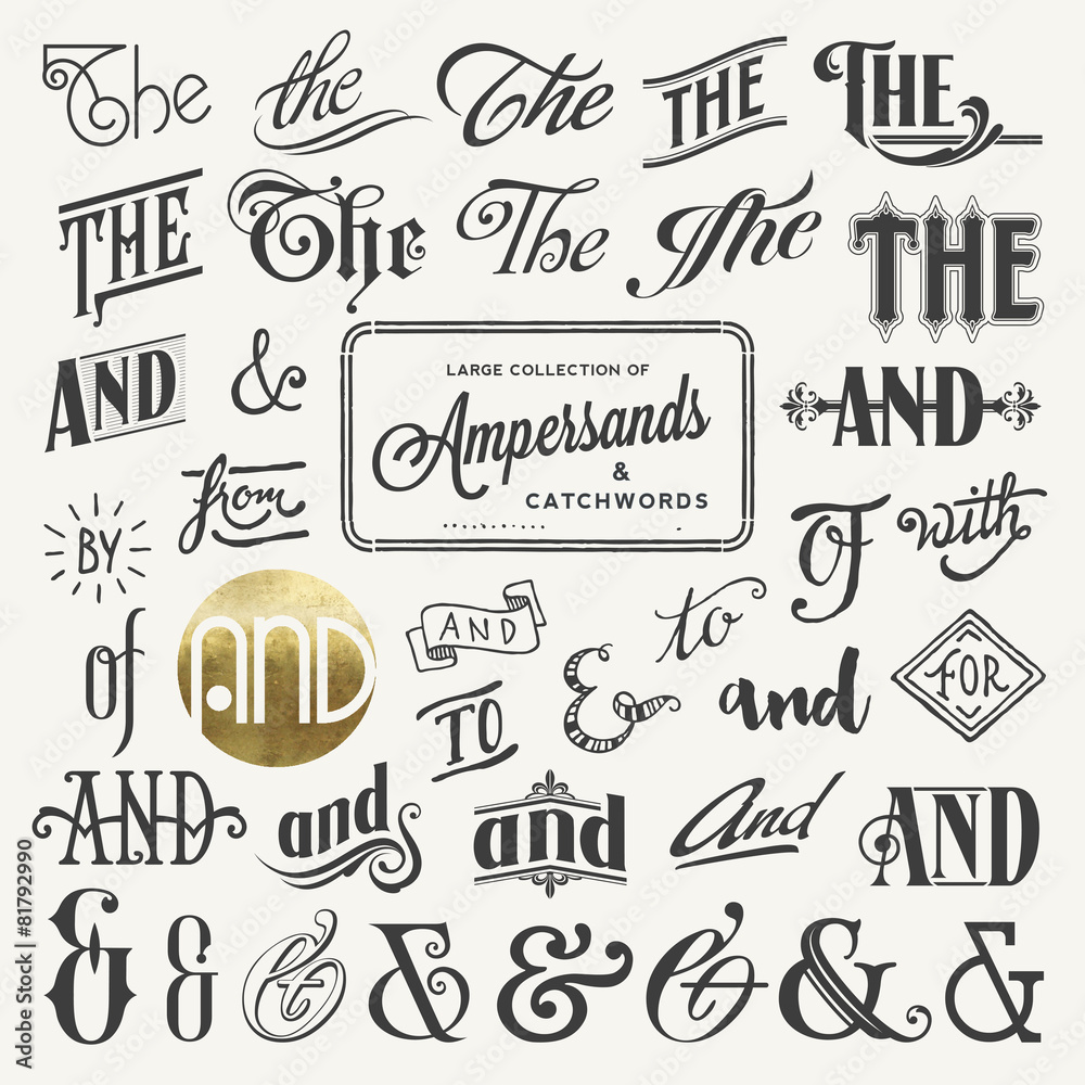 Fototapeta premium collection of ampersands and catchwords
