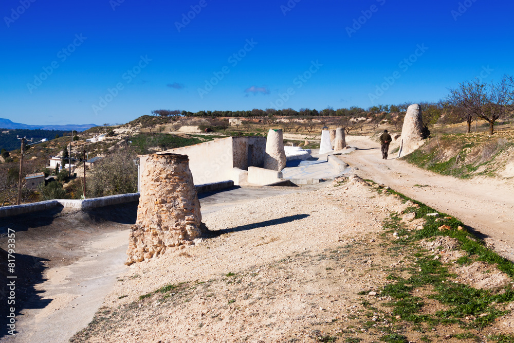 Chimneys of dwelling caves.  Andalusia