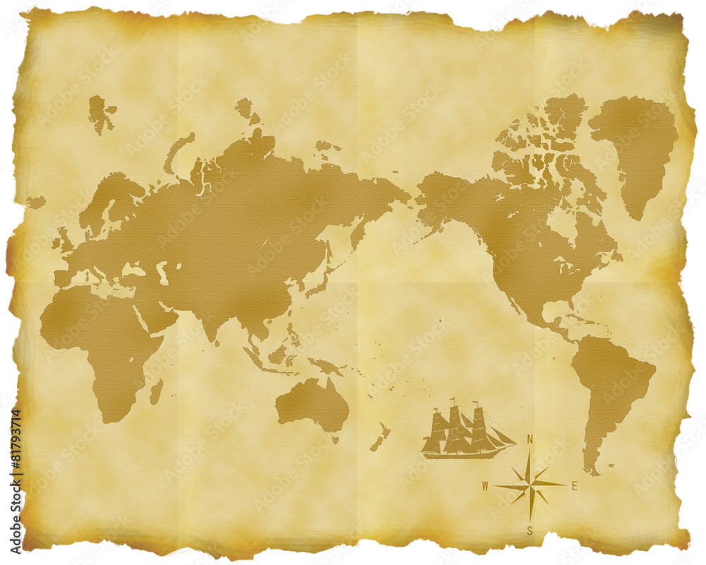 古い世界地図とコンパスと帆船 Stock イラスト Adobe Stock