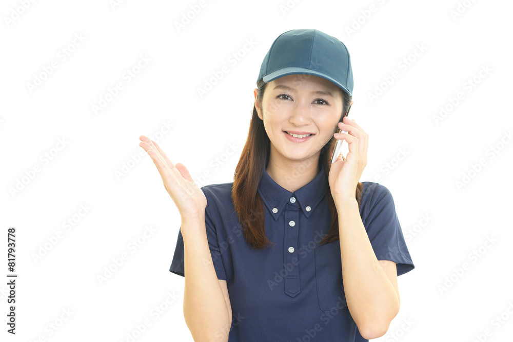 笑顔の女性労働者 笑顔の女性労働者